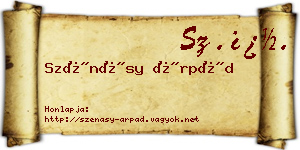 Szénásy Árpád névjegykártya