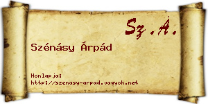 Szénásy Árpád névjegykártya